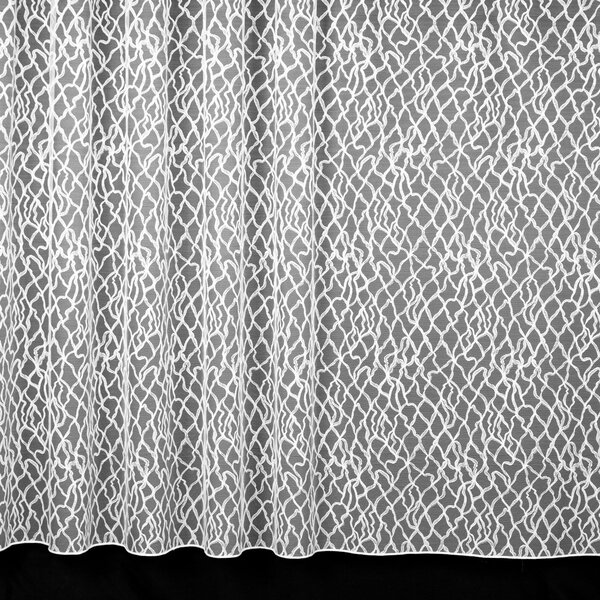 Brilltex Žakárová záclona 623, celoplošný vzor vlnek, s olůvkem, bílá, výška 50cm (v metráži)