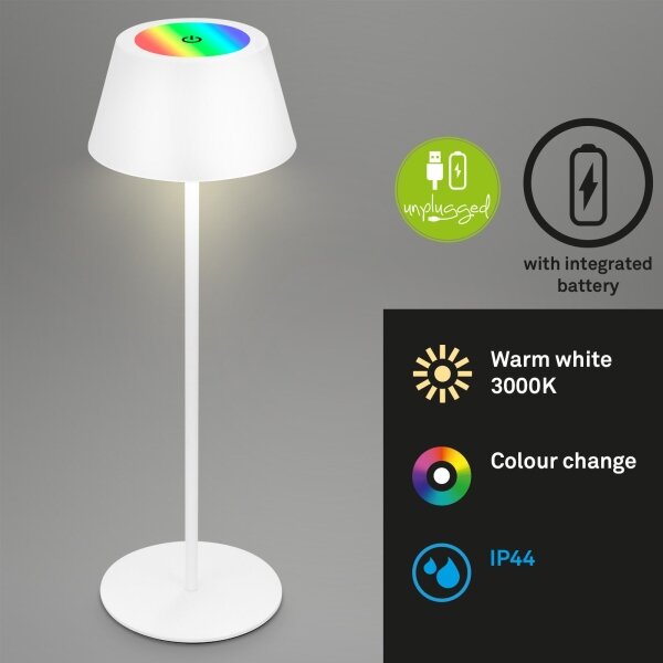 Brilo - LED RGB St nab dotyk stolní lampa KIKI LED/2,6W/5V IP44 2600 mAh bílá