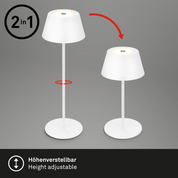 Brilo - LED RGB St nab dotyk stolní lampa KIKI LED/2,6W/5V IP44 2600 mAh bílá