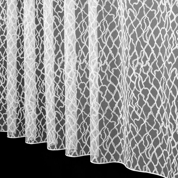 Brilltex Žakárová záclona 623, celoplošný vzor vlnek, s olůvkem, bílá, výška 50cm (v metráži)