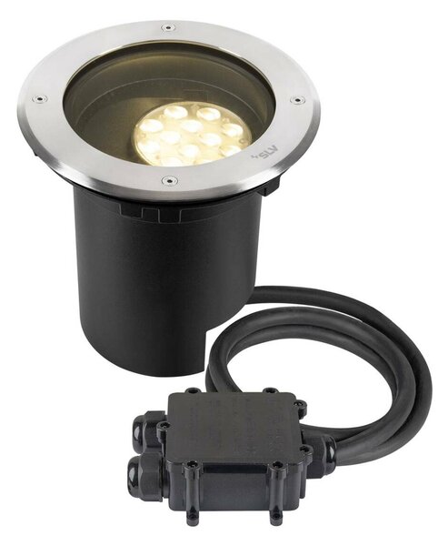 BIG WHITE SLV DASAR® L svítidlo do země, asymetrické, 3000K, 70°/40°, IP65/IP67, kulaté, nerezová ocel / černá 1009168