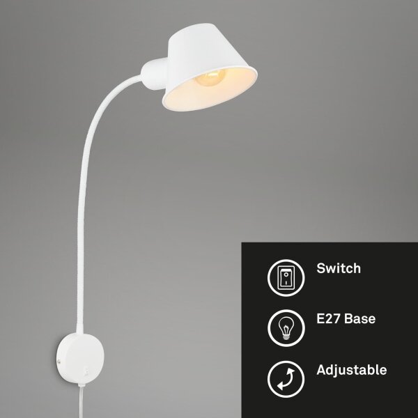 Briloner 2089-016 - Flexibilní nástěnná lampa BRELLO 1xE27/10W/230V bílá