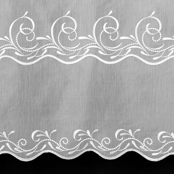 Berk voálová záclona MAJA, vyšívané ornamenty, s bordurou, bílá, výška 175cm ( v metráži)
