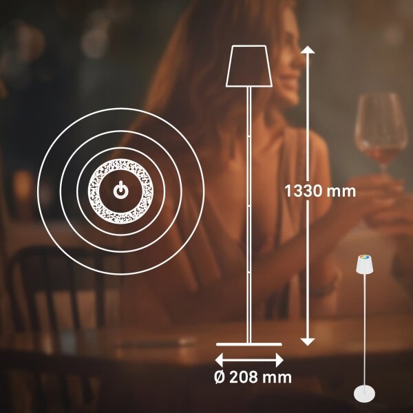 Briloner 1507016 - LED Stm stojací lampa KIKI 4,3W/5V IP44 2600 mAh bílá
