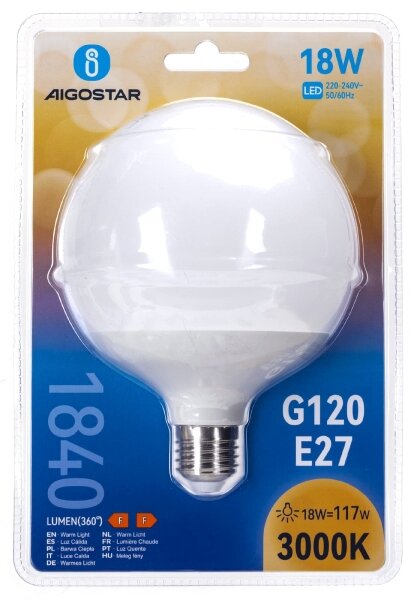 LED Žárovka G120 E27/18W/230V 3000K - Aigostar