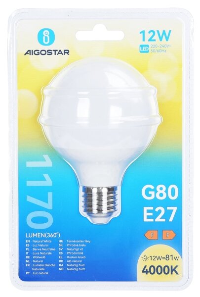 LED Žárovka G80 E27/12W/230V 4000K - Aigostar