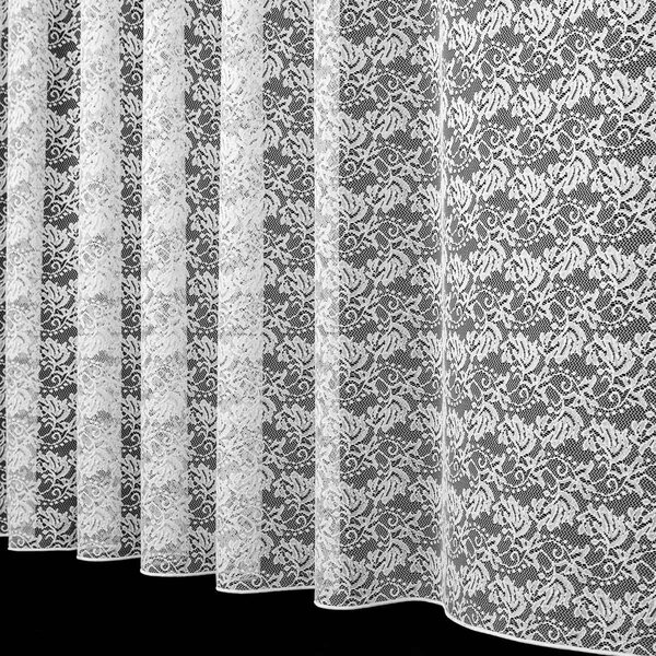 Brilltex Žakárová záclona 986, celoplošný vzor květin, s olůvkem, bílá, výška 120cm (v metráži)