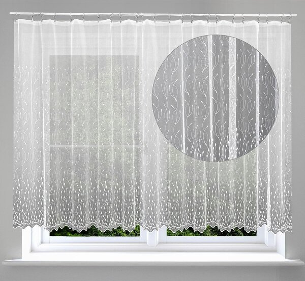 Forbyt Tylová záclona LUKA 908559, vyšívané ornamenty, s bordurou, bílá výška 140cm ( v metráži)