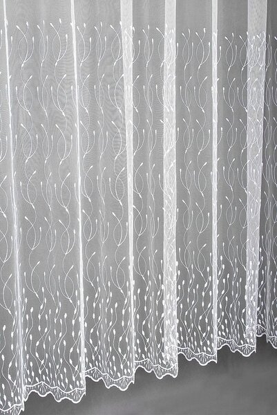Forbyt Tylová záclona LUKA 908559, vyšívané ornamenty, s bordurou, bílá výška 140cm ( v metráži)