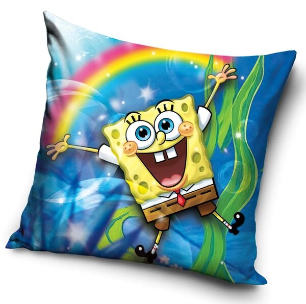 Carbotex dětský povlak na polštářek SPONGE BOB A DUHA, modrý 40x40cm (více variant výplně)