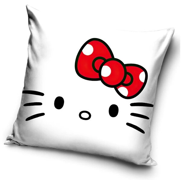 Carbotex dětský povlak na polštářek HELLO KITTY RED BOW, bílý, 40x40cm (více variant výplně)