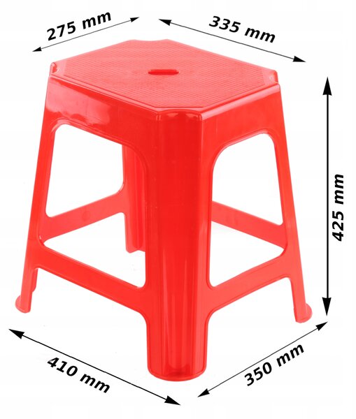Taburet stolička podnožka sedátko 41x43x34 cm kompaktní do 110 kg červený