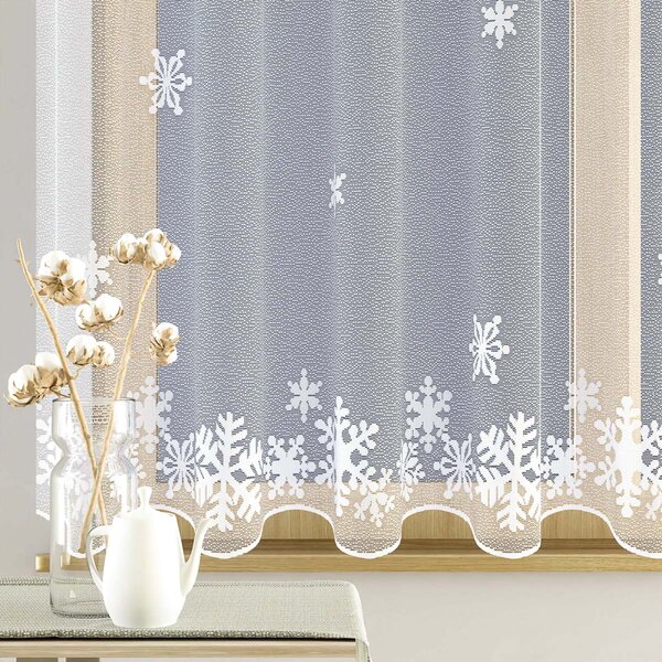 Forbyt Žakárová záclona WINTER zimní, vánoční vzor, s bordurou, bílá, výška 140cm (v metráži)