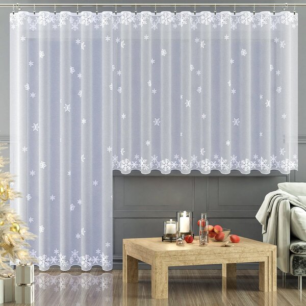 Forbyt Žakárová záclona WINTER zimní, vánoční vzor, s bordurou, bílá, výška 140cm (v metráži)