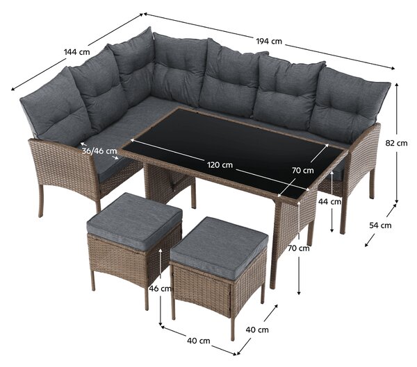 KONDELA Zahradní ratanový set, přírodní/světle šedá, RANDI