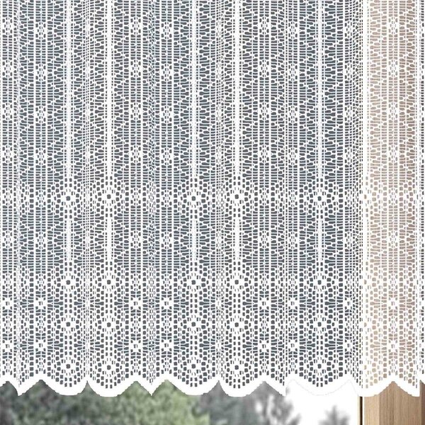 Forbyt žakarová vitrážová záclona MIA, geometrický vzor, s bordurou, bílá výška 40cm (v metráži)