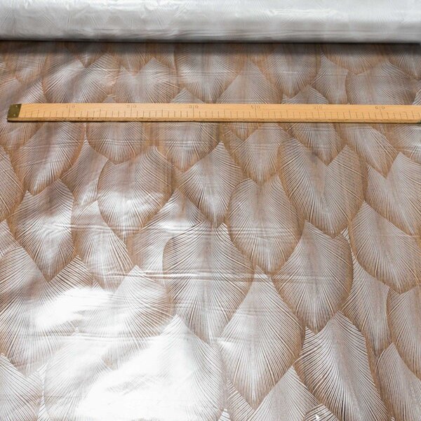 Kristal ubrus PVC průhledný 1D2/01, šedé palmové listy, š.140cm (metráž)