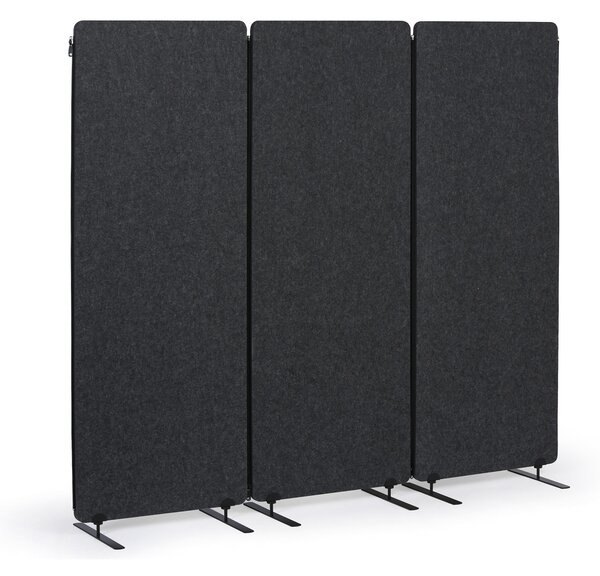 Akustický paraván, dělící stěna 160 x 60 cm, 3 ks v balení, 100% polyester, spojitelné zipem, grafit