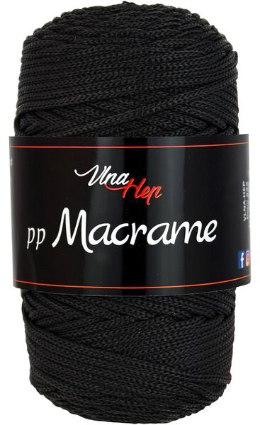 Pletací / háčkovací příze Vlna-Hep PP MACRAME 4001 černá, jednobarevná, 100g/85m