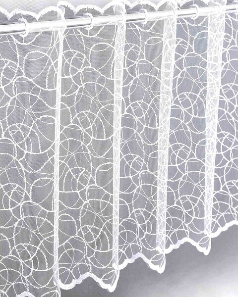 Forbyt žakarová vitrážová záclona 913965, geometrický vzor, s bordurou, bílá výška 40cm (v metráži)