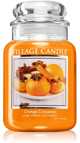 Village Candle Orange Cinnamon vonná svíčka (Glass Lid) 602 g