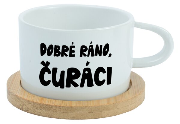 DOBRÉ RÁNO, ČURÁCI - bílý hrníček makronka 200 ml