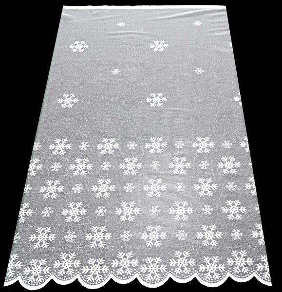 Olzatex žakárová záclona ZIMNÍ ČAS 36010570, vločky, s bordurou, bílá, výška 140cm (v metráži)