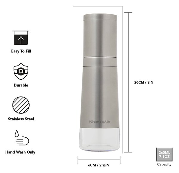 Mlýnky na sůl a pepř KitchenAid 20 cm nerez, sada 2 ks KOG988OSSSA