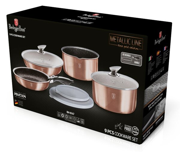 Sada nádobí s odnímatelnou rukojetí 9 ks Rosegold Metallic Line