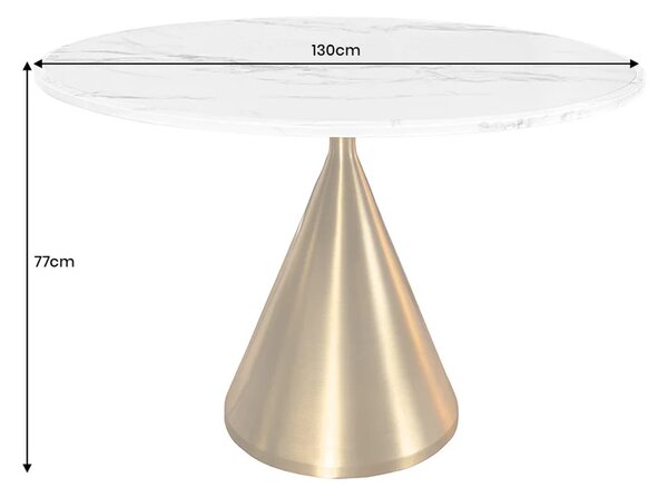 Kulatý jídelní stůl ELEGANCIA 130 CM bílá/zlatá umělý mramor Nábytek | Jídelní prostory | Jídelní stoly | Kulaté