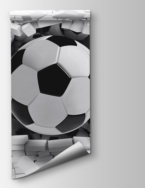 Fototapeta Fotbalový míč proráží cihlovou zeď, Dětské fototapety, Populární fototapety, u96315 - Tapeko.co.cz