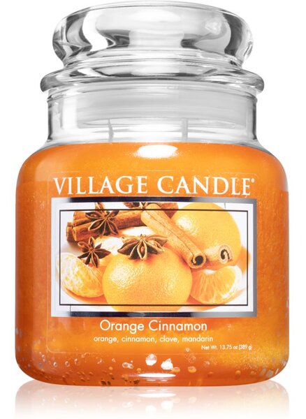 Village Candle Orange Cinnamon vonná svíčka (Glass Lid) 396 g