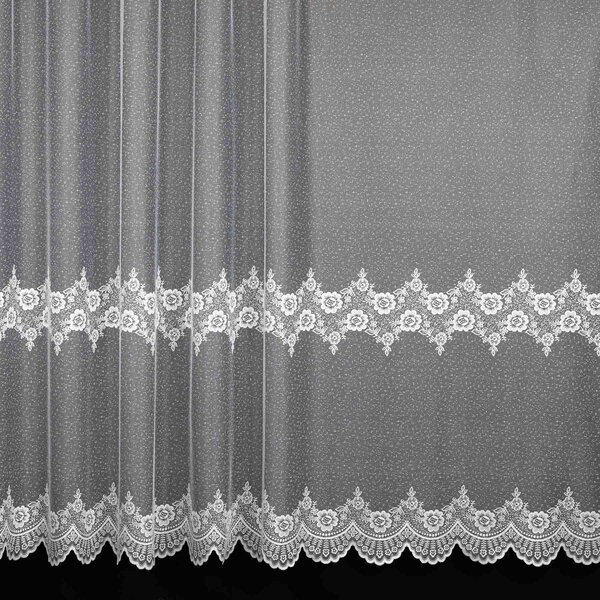 Brilltex Ventura žakárová 54269, květinový vzor, s bordurou, bílá, výška 160cm (v metráži)