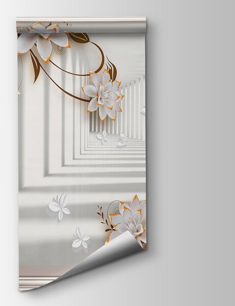 Fototapeta Elegantní květinový rám s máslovými profily, 3D květinové fototapety, Populární fototapety, u93693 - Tapeko.co.cz