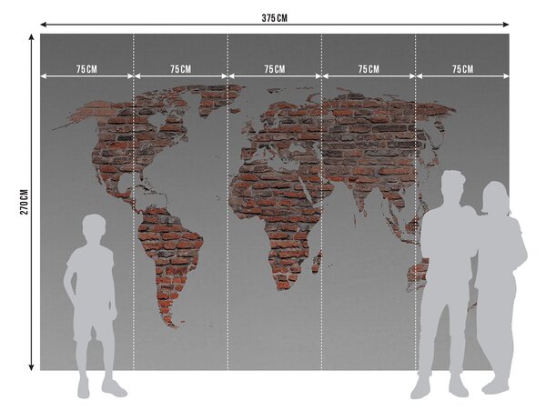 Fototapeta na míru Cihlová Mapa Světa | Vliesová fototapeta na zed' | DFTNXXL1240