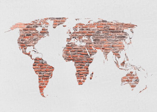Fototapeta na míru Cihlová Mapa Světa | Vliesová fototapeta na zed' | DFTNXXL1240
