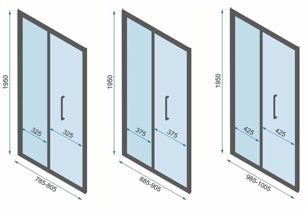 Rea Rapid Swing, 3-stěnový sprchový kout 100 (dveře) x 100 (stěna) x 100 (stěna) x 195 cm, 6mm čiré sklo, zlatý lesklý profil, KPL-09400