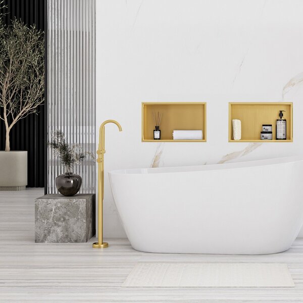 Bathroom shelf 30x45 gold brush
