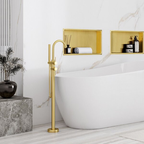 Bathroom shelf 30x45 gold brush
