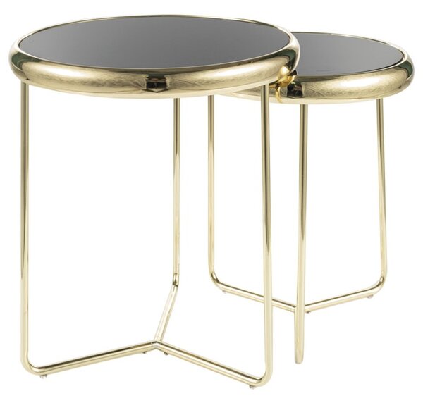 Přístavný stolek SCOR 2 zlatá, set 2 ks