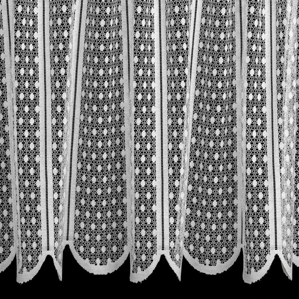 Brilltex žakárová vitrážová záclona 988, puntíky, bílá, výška 30cm (v metráži)