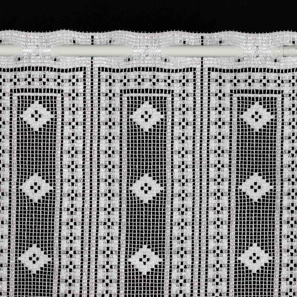 Buona ventura žakárová vitrážová záclona 30390, geometrický vzor, bílá, výška 50cm (v metráži)