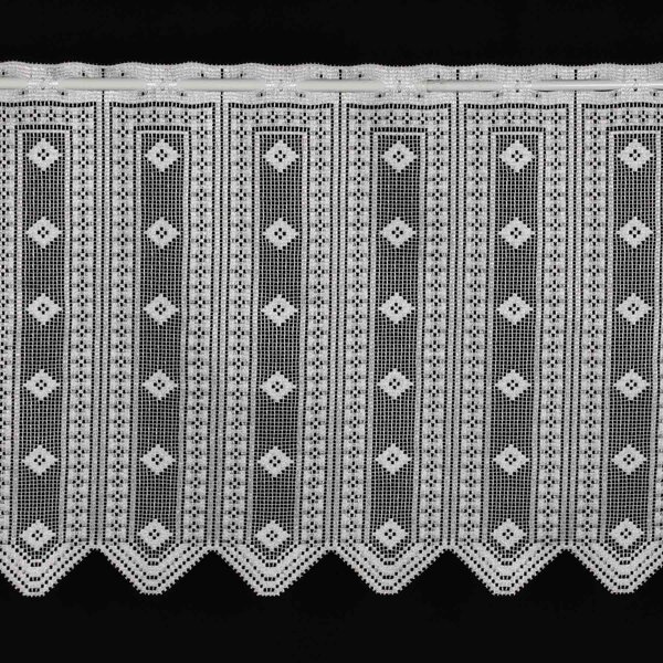 Buona ventura žakárová vitrážová záclona 30390, geometrický vzor, bílá, výška 50cm (v metráži)