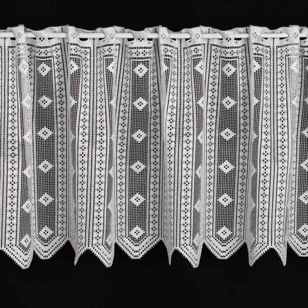 Buona ventura žakárová vitrážová záclona 30390, geometrický vzor, bílá, výška 50cm (v metráži)