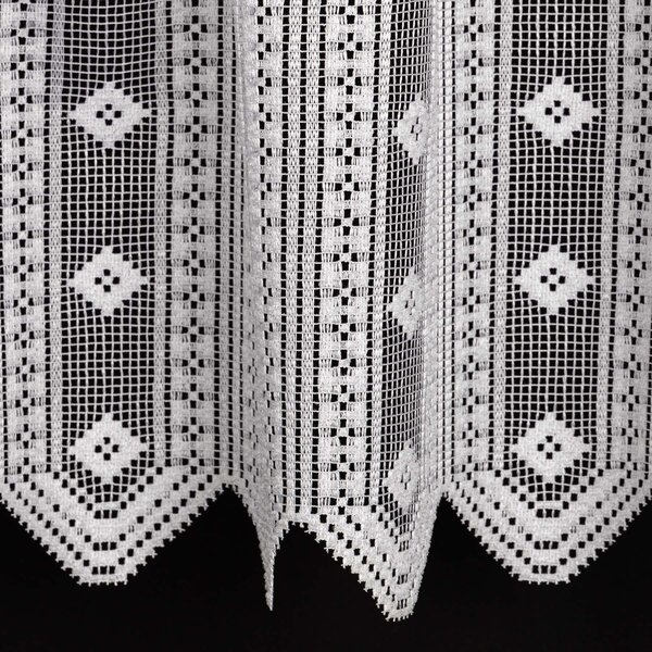 Buona ventura žakárová vitrážová záclona 30390, geometrický vzor, bílá, výška 50cm (v metráži)