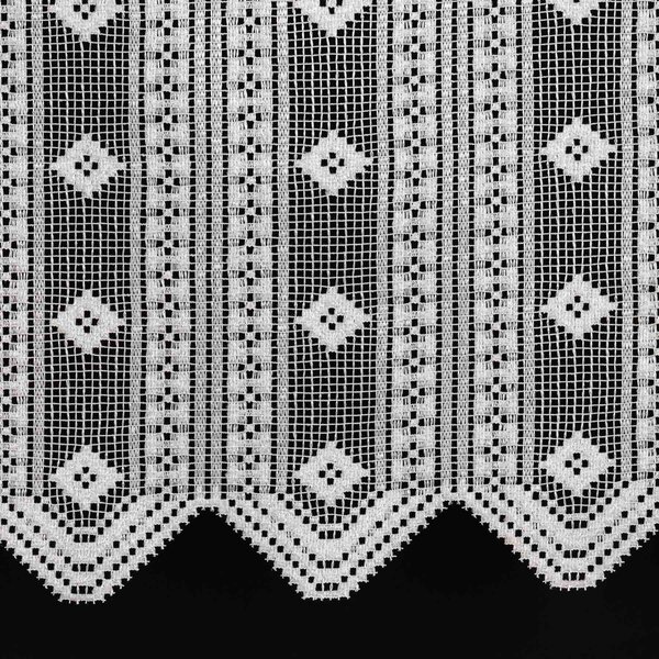 Buona ventura žakárová vitrážová záclona 30390, geometrický vzor, bílá, výška 50cm (v metráži)