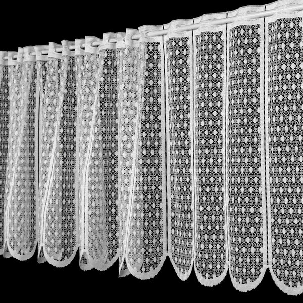 Brilltex žakárová vitrážová záclona 988, puntíky, bílá, výška 30cm (v metráži)