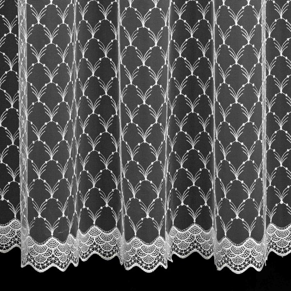 Mantis tylová záclona 534/601, vyšívané ornamenty, s bordurou, bílá, výška 120cm ( v metráži)
