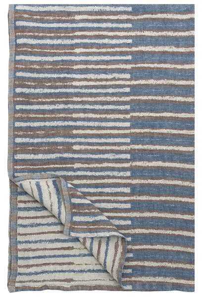 Lněný ručník Taito, len-modro-hnědý, Rozměry 46x60 cm
