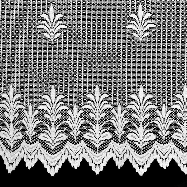 Českomoravská textilní žakárová záclona V817, ornamenty,, s bordurou, bílá, výška 150cm (v metráži)